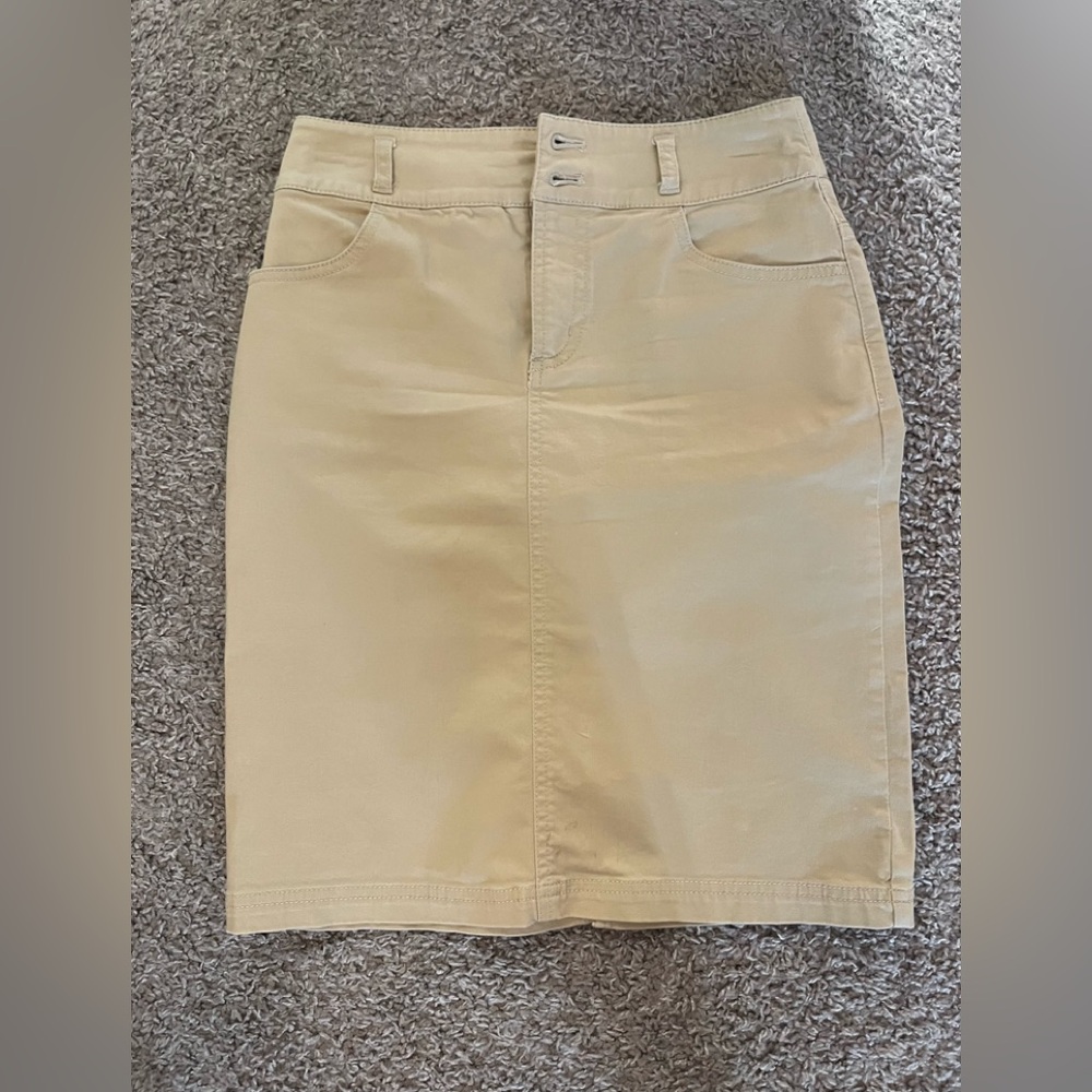 Khaki knee length skirt